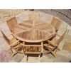 1.5m Teak Circular Radar Table with 6 Kiffa Folding Chairs - 1